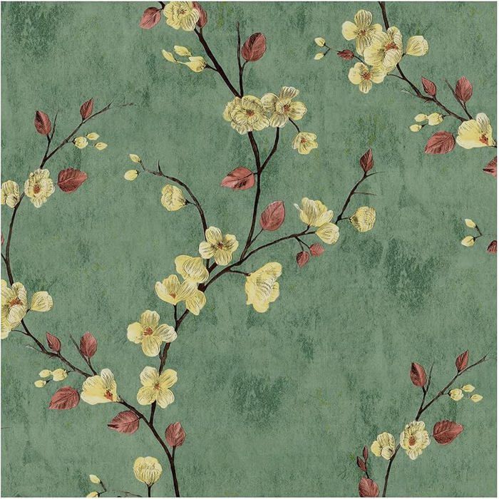 Papier peint autocollant - Motif : fleurs aquarelle feuilles et fleurs - 44 x 300 cm - Film 44 x 300 cm Schéma 01