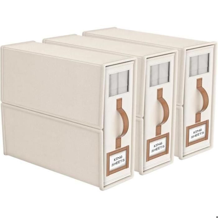 Lot 3 organiseurs de draps pliables - Rangement lit grand et très grand