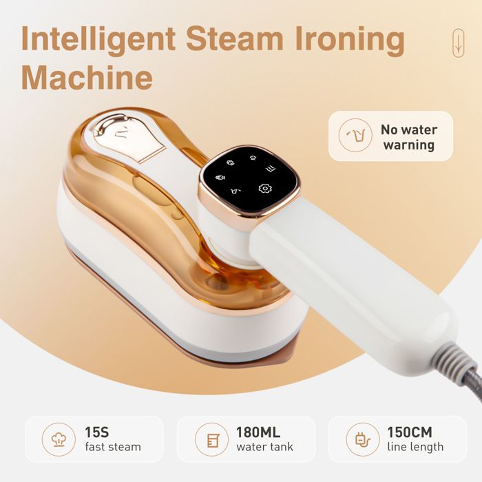 Fer à repasser vapeur portable intelligent avec écran tactile chauffe en 15 secondes.