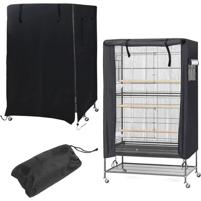 Couverture de Cage à Oiseaux Housse de Cage à Oiseaux Imperméable Lavable avec Fenêtre en Maille et Poche de Rangement légère Hou