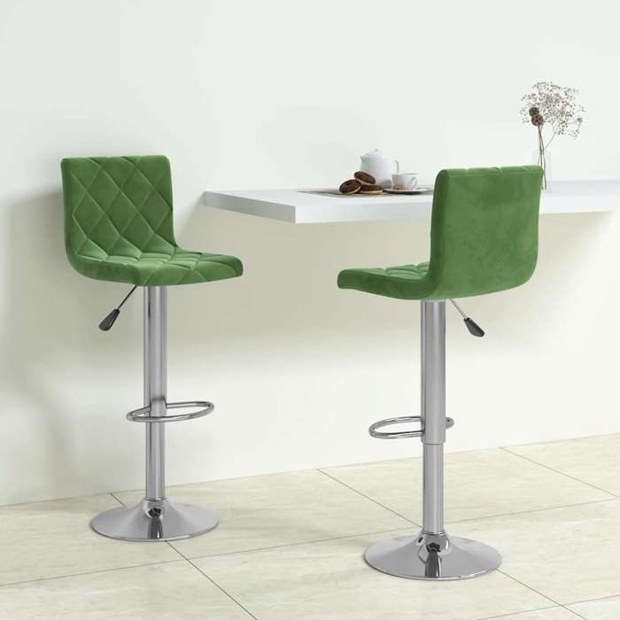 Lemon Tabourets de bar 2 pcs vert foncé velours Pieds robustes et résistants @4142