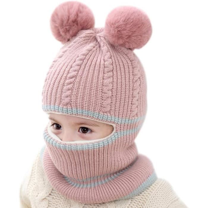 Cagoule Bébé Fille Garçon Mignon Bonnet Echarpe Hiver Chaud Cache Oreilles  Chapeaux Tricoté Enfant Double Pompon Balaclava,Jaune Jaune - Cdiscount  Prêt-à-Porter