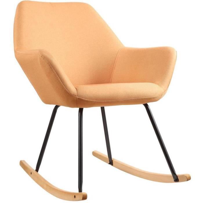 rocking chair norton orange - assise tissu pieds metal noir