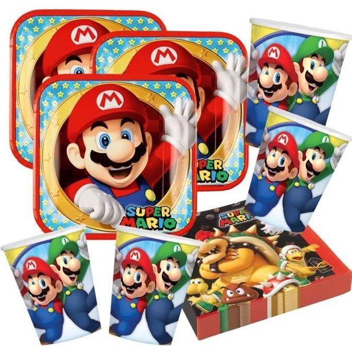 Kit De 52 Pieces Cde 6 Motif Super Mario Fete Les Anniversaires Des Enfants Luigi 1 Cadeau Mario Achat Vente Kit De Decoration Cdiscount