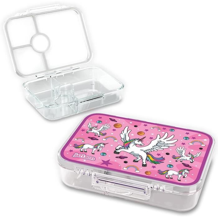 Jarlson Boite a gouter Enfant BILLI - Lunch Box avec 4 compartimentss -  Bento Box sans BPA - pour l'école et la Maternelle - 850 ML