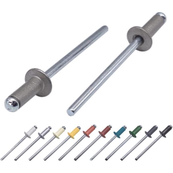 P 100 Rivet Lot De 100 Rivets Aveugles Peints, 3,2 X 8 Mm, Tête Bombée, Din 7337 ...