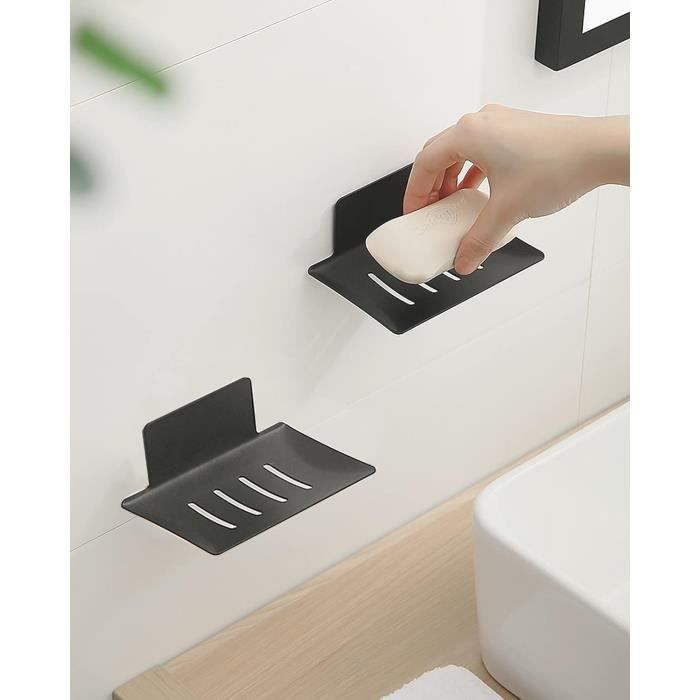 Porte-savon pour Douche, Porte-Savon Mural Rectangulaire, Porte-Savon pour Salle de Bain, Porte-Savon de Douche Amovible avec Égouttage et Crochets pour Salle de Bain et Cuisine