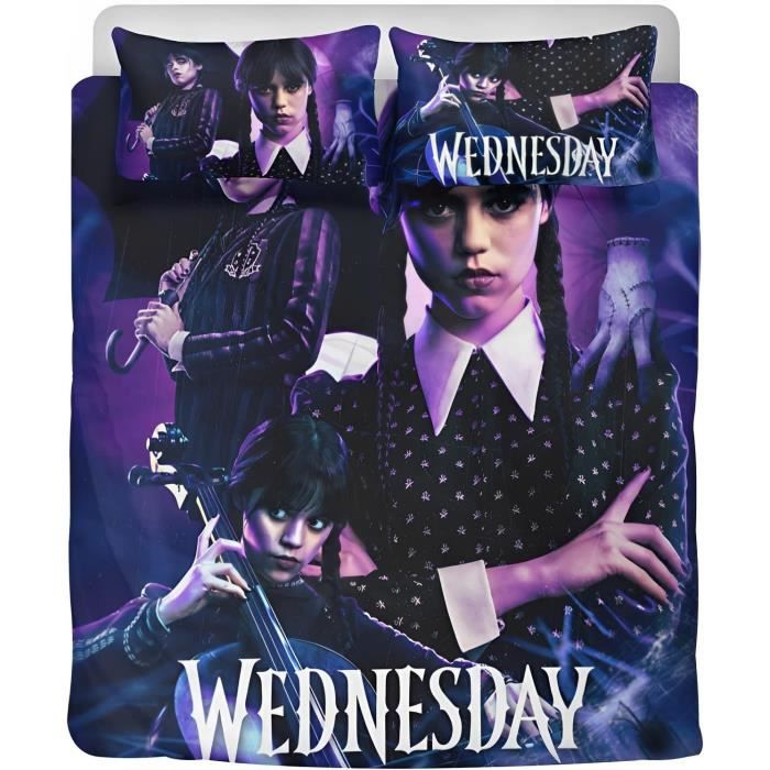 Housse De Couette Addams Family Wednesday – Impression 3D, Coton Tencel, Taie D’oreiller Incluse, Fermeture éclair, Tailles Simple/double/king - 1