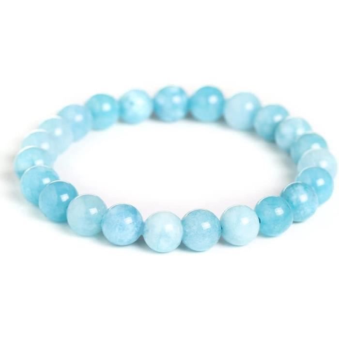 Bracelet Mixte En Pierres Semi-précieuses Turquoise 8mm - Acier Inoxydable, Neuf Avec étiquettes
