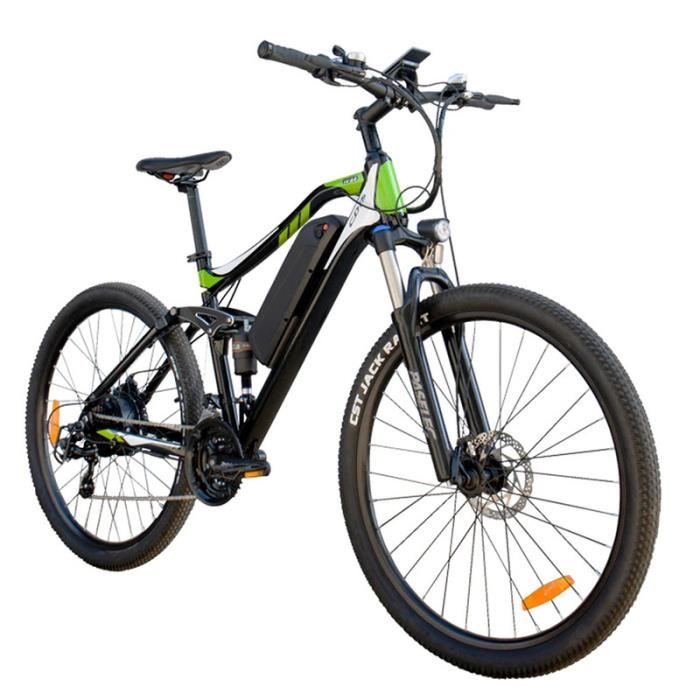 Velo electrique HEDATX TX3.0 Shimano 21 vitesses 500W Frein mecanique Tout suspendu 27.5 pouces CHAOYANG tire Vert VTT Cdiscount Sport