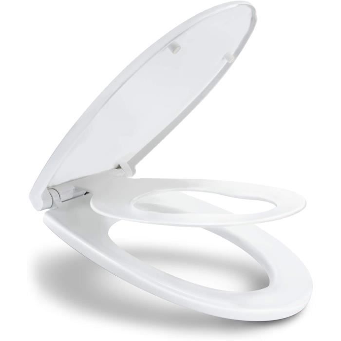Abattant WC Universel Ovale Blanc – Siège Toilettes Ergonomique, Montage Facile, Anti-Glisse, Nettoyage Simple, Design Robuste Et Confortable