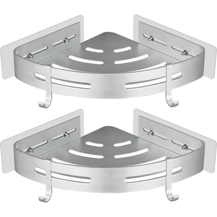 Lot De 4 étagères De Douche Sans Perçage - Noir, Adhésif Fort, Acier Au Carbone (taille SM+2)