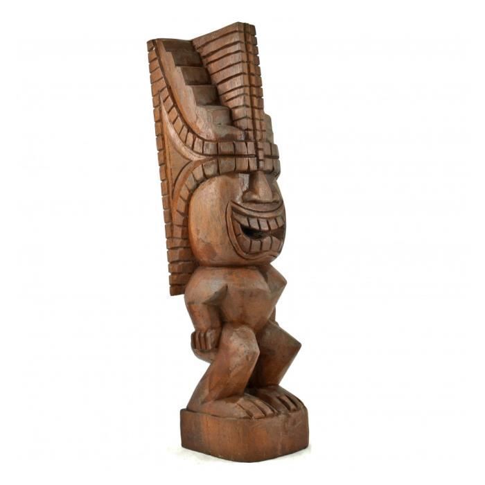 Statue Polynésienne Tiki Kanaloa bois Cocotier 50cm Jardin Extérieur - 7030