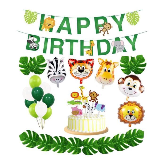 35pcs Theme De La Jungle Des Animaux Anniversaire Banniere Ballon