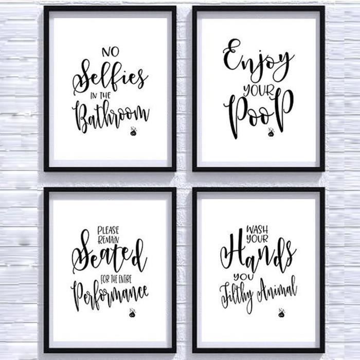 4pcs Salle De Bain Citations Et Dictons Art Prints Unframed Grand Cadeau Pour Salle De Bains Qxh a5932aa Achat Vente Salle De Bain Complete 4pcs Salle De Bain Citations Cdiscount