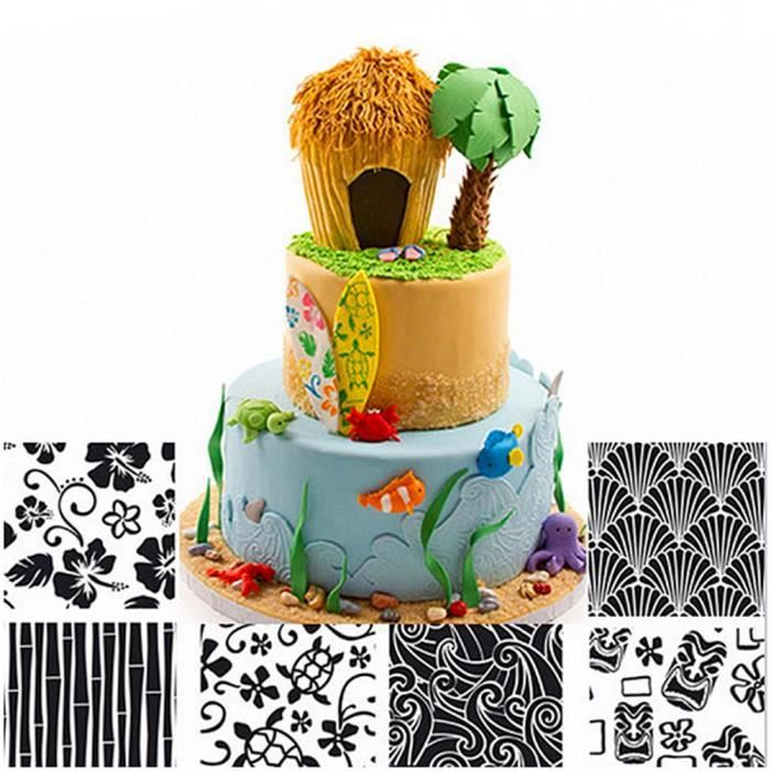Gateau De Moule De Gateau En Plastique Decoration Outils Moule A Gateau Hawaienne Texture Tapis De Sucre Artisanat Decoration Fo Cdiscount Au Quotidien