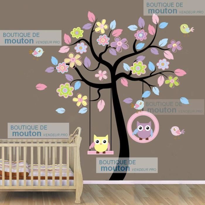 Stickers Muraux Enfant Arbre Et Hibou Cdiscount Maison