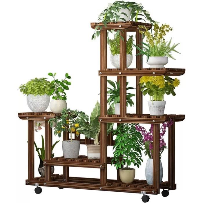 Support Plantes En Bois 30x38cm - Style Milieu Du Siècle, Vernis Imperméable, Assemblage Facile