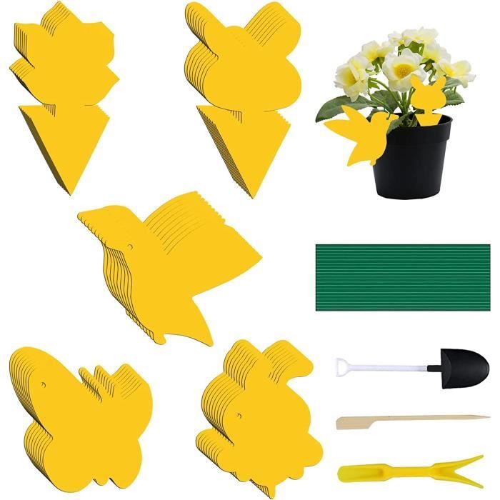 QWORK 40 Plaques Pièges à Insectes Jaunes Collants - Contre Moucherons, Pucerons, Mites Et Fourmis Pour Jardin Et Serre