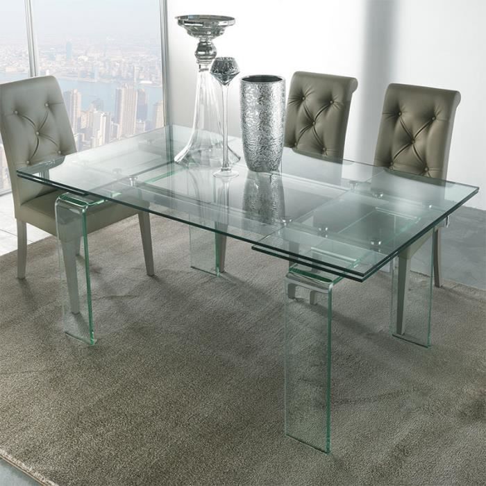 Table Design En Verre Extensible Delia 160 Cm Achat Vente
