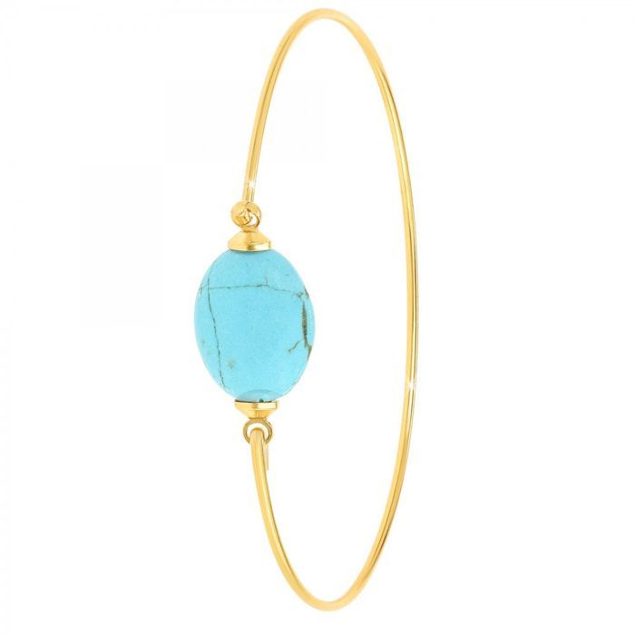Bracelet - SC Crystal - Turquoise - Plaqué or - 15 cm - Pendentif 13x10 mm