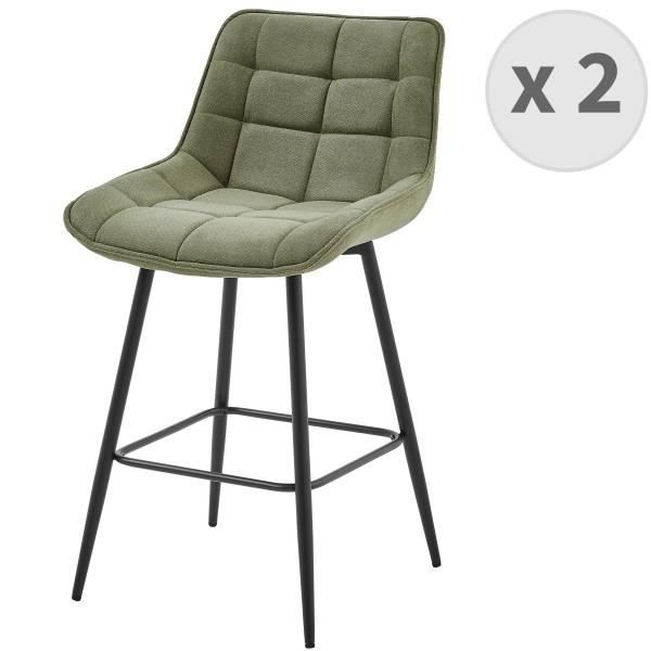 fauteuil de bar en tissu sauge et métal noir (x4)