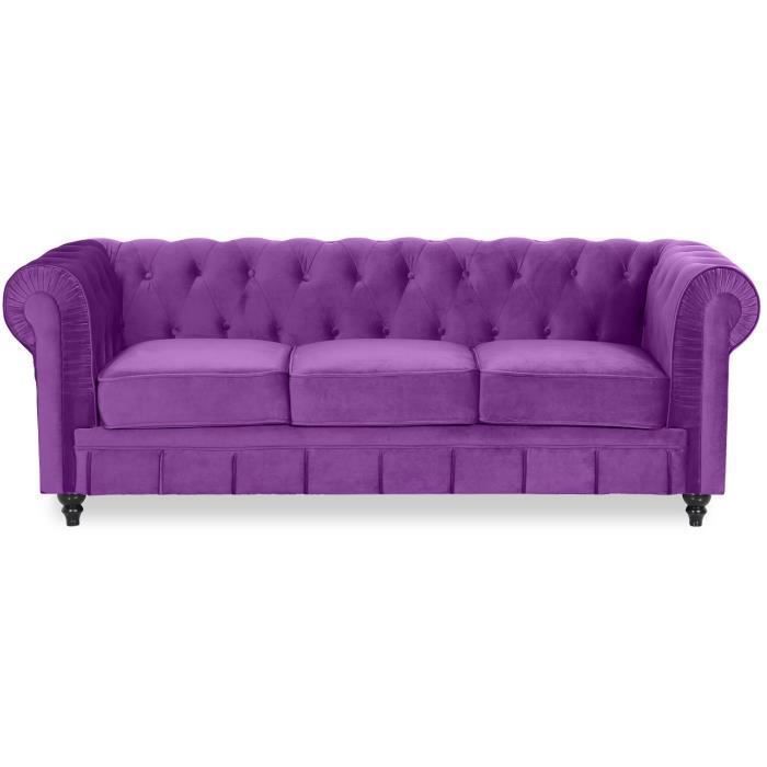 Canape Chesterfield Velours 3 Places Altesse Violet Canape Chesterfield Velours 3 Places Altesse Violet