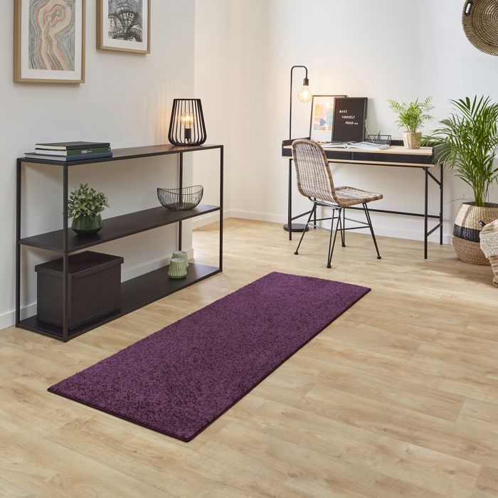 tapis de couloir shaggy 57x150cm ohio aubergine violet carpet studio achat vente tapis synthetique cdiscount