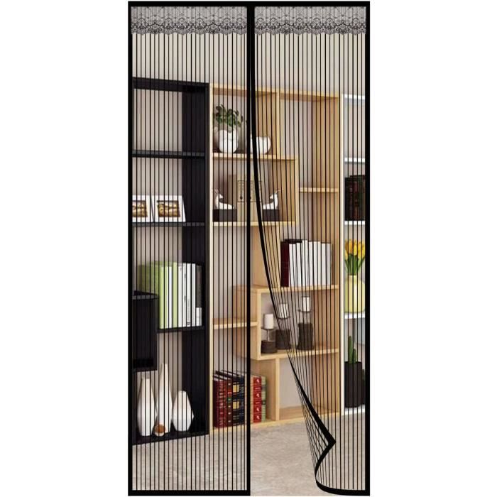 Magnétique Moustiquaire Porte, 70 X 195 Cm Rideau De Porte Anti-moustique Pour Portes De Balcon Salon Terrasse Montage Par Sans Perçage Noir