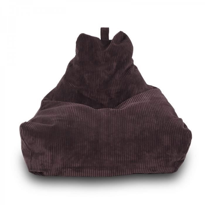 Pouf Poire Fauteuil KEIKO M Velours côtelé Marron