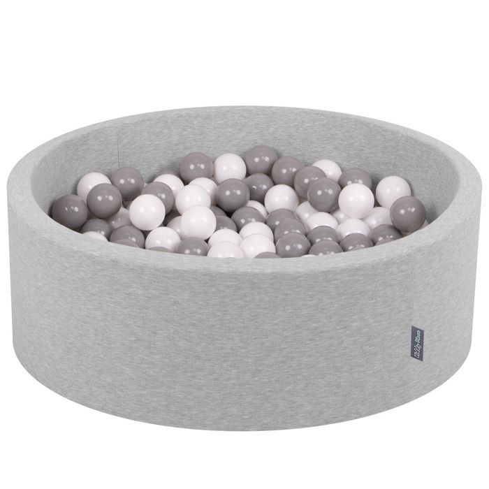 KiddyMoon Piscine à Balles 7Cm pour Bébé Rond Fabriqué En UE, Gris Clair:  Gris/ Blanc/ Turquoise