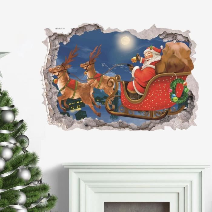 Autocollant De Noël Pour Abattant WC - Motif Père Noël Cœur - PVC Imperméable, Double Face - 30x27,23 Cm