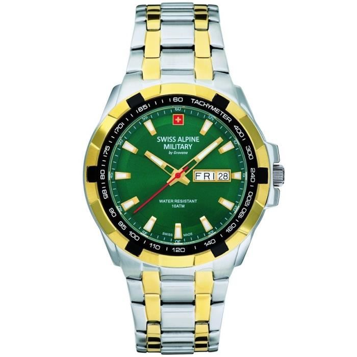 Montre - Swiss Alpine Military - SAM7043.1144 - Quartz - Acier inoxydable - 42 mm - Vert