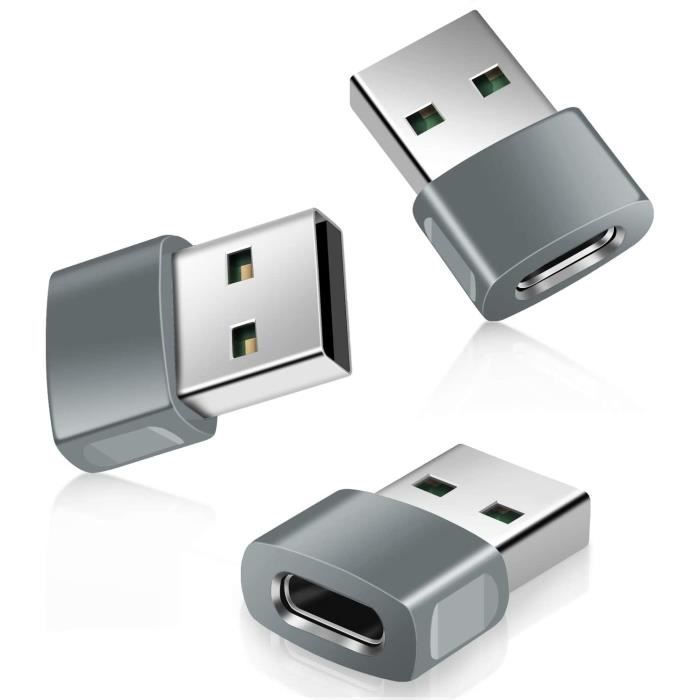 Orangeck Adaptateur USB C 3.1 Femelle vers USB Mâle 3-Pack, Adaptateur USB  Type C vers USB A, Charge Rapide et Data Sync pour iPhone 15/14/13/12