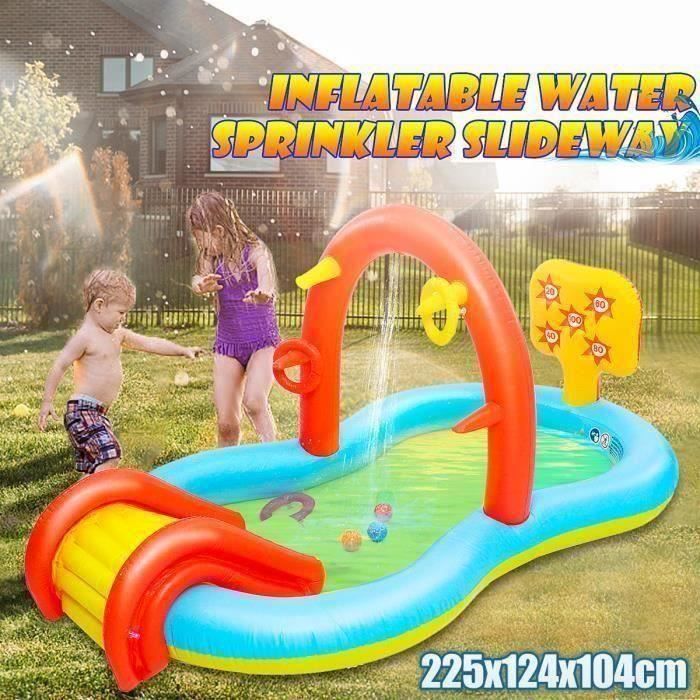 TEMPSA 225cm Bouée Gonflable Piscine Toboggan Arroseur d'eau Arrosage