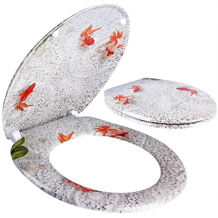 Abattant Lunette Siège de Toilette avec Rabat à Amortisseur Deuba Dauphin WC Couvercle Cuvette 