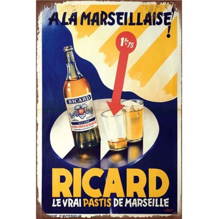 Ricard Beer Peinture sur Fer Rétro Métal décoration Murale Signe en étain  Vintage Plaque Stickers Muraux Cadeau Cour Bar Café [~377] - Cdiscount  Maison