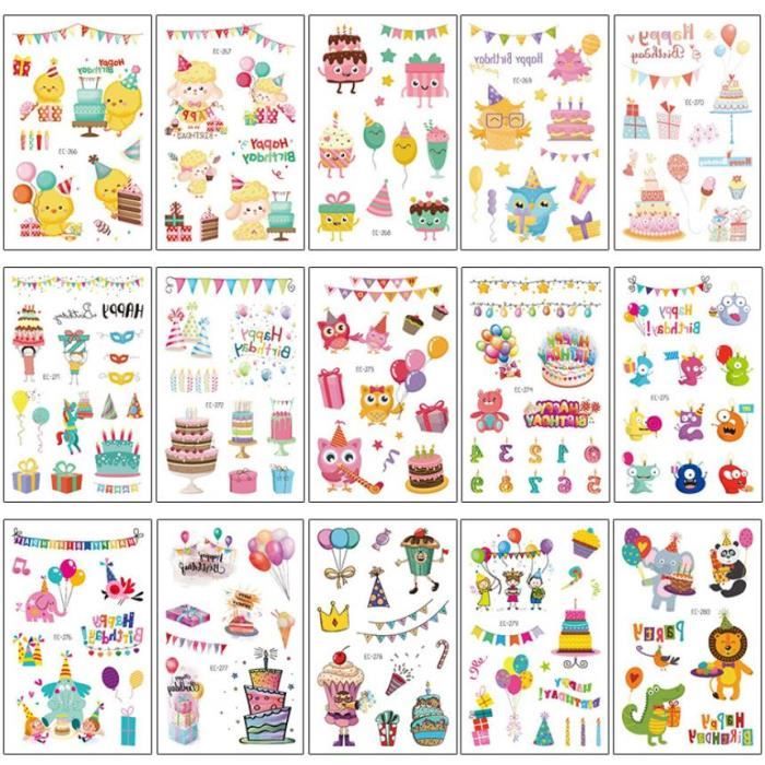 Shimmerz 60 Tatouages Temporaires Enfants - Motifs Chats Amusants, Faciles à Appliquer Et Enlever, Idéal Fête Anniversaire