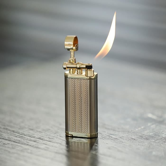 Briquet Mécanique Rétro En Métal Type Kérosène - Mécanisme à Basculer - Coupe-Vent - Argenté Ou Doré (Sans Carburant)