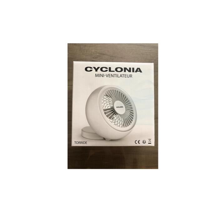 Mini Ventilateur - CYCLONIA - Torride - Pliable - Blanc - Sur socle
