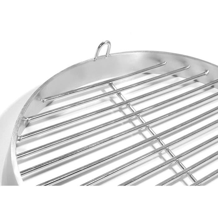 2 Pcs Grille Barbecue 30cm 29cm, Panier Barbecue Ronde Acier Inoxydable Avec 2 Poignée Amovible Bois, 2 Crochets, 2 Fourchettes, Brosse, Supports