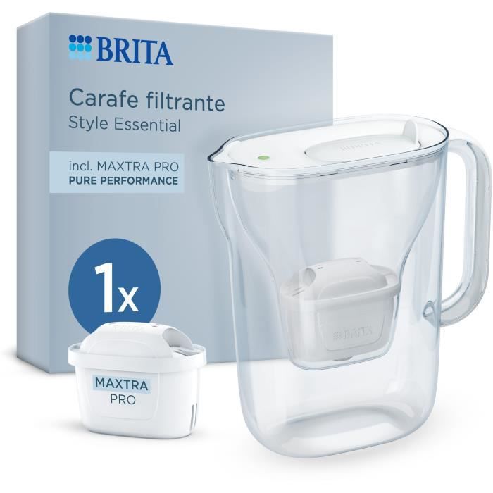 Carafe filtrante BRITA Style Essential minéral Capacité dont deau filtrée 1 filtre Maxtra Pro Pure performance