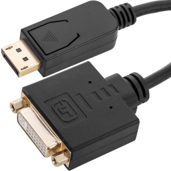 Câble Adaptateur DisplayPort Vers DVI-D Actif 1.8 M - Résolution Jusqu'à 1920x1200, Compatible DP++ Et Cartes Eyefinity