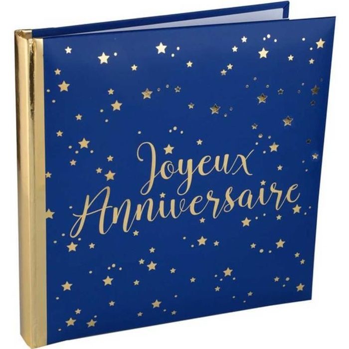 Livre d\u0027or Joyeux anniversaire bleu marine et or