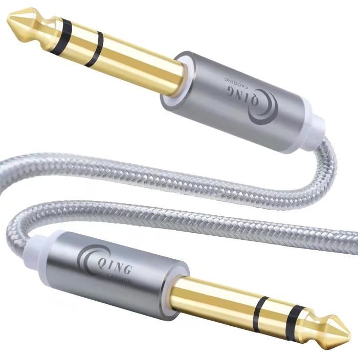 VITALCO Câble Jack 3,5mm Stereo Vers 6,35mm Mono 1,5m Audio 3.5 Stereo Adaptateur Connecteur TRS Vers 6.35 TS
