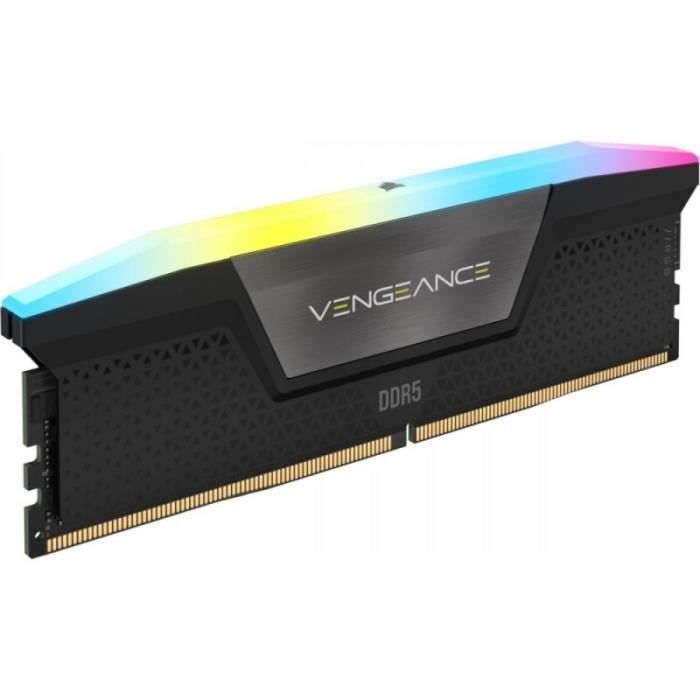 RAM - CORSAIR Vengeance RGB DDR5 - 32GB 2x16GB DIMM - 6200MHz - Unbuffered,  36-39-39-76, STD PMIC, XMP 3.0 - Cdiscount Informatique