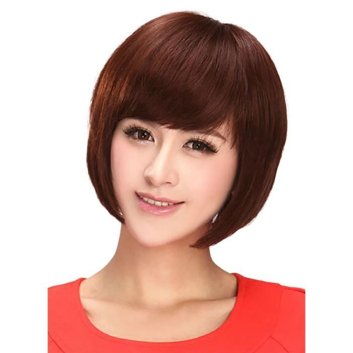 Perruque Femme 100% Cheveux Naturel Courte Cuivré Intense - Ref NOELLE 130 - Neuf