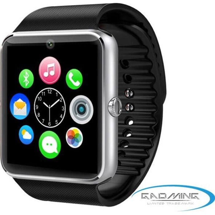 Montre connect e GT08 haut de gamme noire pour Apple iPhone 6s Plus