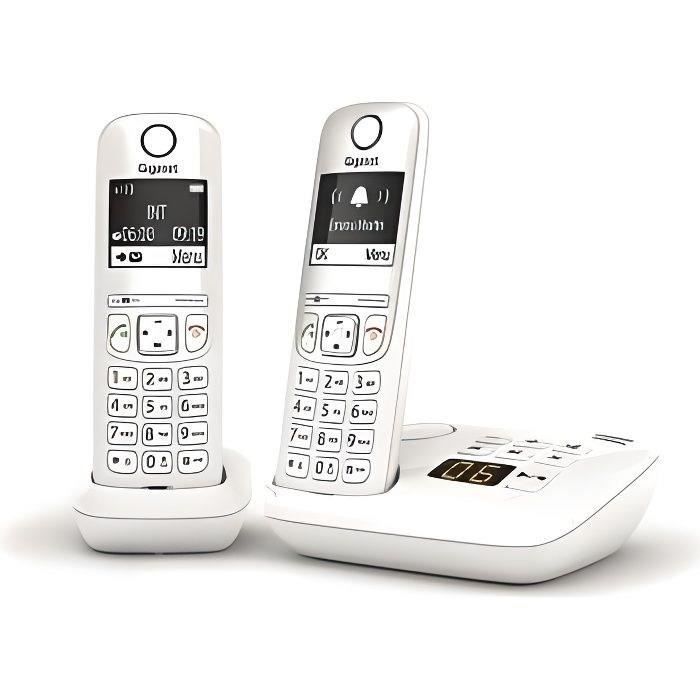 Téléphone Fixe AS690 A Duo Blanc - GIGASET - Sans fil - Répondeur 20 min -  ID d'appelant - Mains libres - Cdiscount Téléphonie