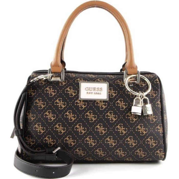 GUESS Tyren Box Satchel Brown Black 119665 sac main sac a